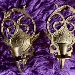 Vintage 60’s Metal Bronze/Brass Wall Candle SconcesVintage length: 8"width 4”
